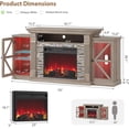 thumbnail image 4 of VecenuyTv Stand With Fireplace,Electric Fireplace TV Stand, 70" Farmhouse Entertainment Center with Open Shelf and Glass Barn Door Cabniet, Modern TV Console Table with 7 Flame Colors, Grey, 4 of 9