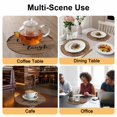 thumbnail image 2 of Vintage Boho Round 13 Inch Placemats Set of 2, Farmhouse Retro Brown Wooden Grain HeatResistant Non Slip Place Mats for Dining Table, Wipeable Braided Kitchen Table Mats for Housewarming, 2 of 9