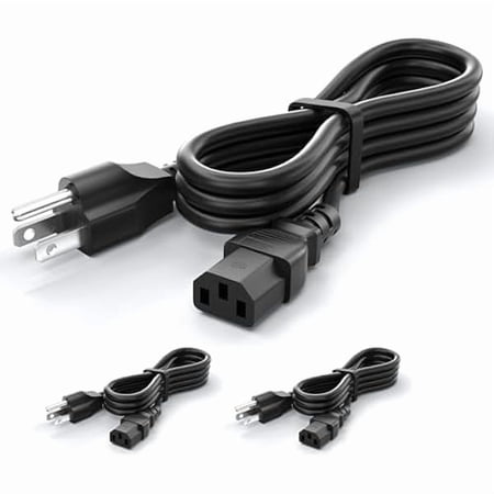 can Standard 6FT (1.8m) 10A 125V Black C13 3 Pin Computer Power Cord for Monitor, Scanner, PC, TV, Dell, Lenovo, LG, Samsung and More, 3 Pack