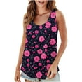 thumbnail image 2 of Tank Tops for Women under $4.98 no boundari Sleeveless Crew-neck Pleated Print Casual Fashion Top Multicolor XL, 2 of 6