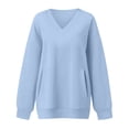 thumbnail image 5 of Godom V Neck Sweatshirts Women Long Sleeve Tops 2025 Fall Fashion Clothes Winter Pullover with Pockets S-3XL, 5 of 7
