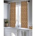 thumbnail image 5 of Vintage Rattan Sheer Curtains 39 Inch Length 2 Panels Set for Living Room/Bedroom, Minimalist Abstract Wicker Texture Brown Kitchen Curtains Grommet Semi-Sheer Curtains Window Treatments 27.5"x39"x2, 5 of 7