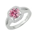 thumbnail image 2 of Sterling Silver with Pink Moissanite and White Diamond Halo Ring, 2 of 3