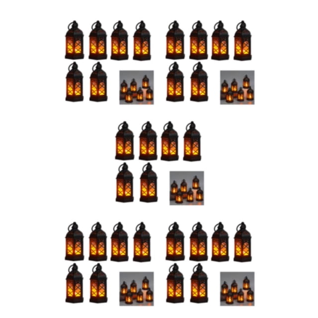Transemion 2pieces European Style Ambient Light With Flickering Candlelight Indoor Decor Portable Hanging black*6PCS 5Set