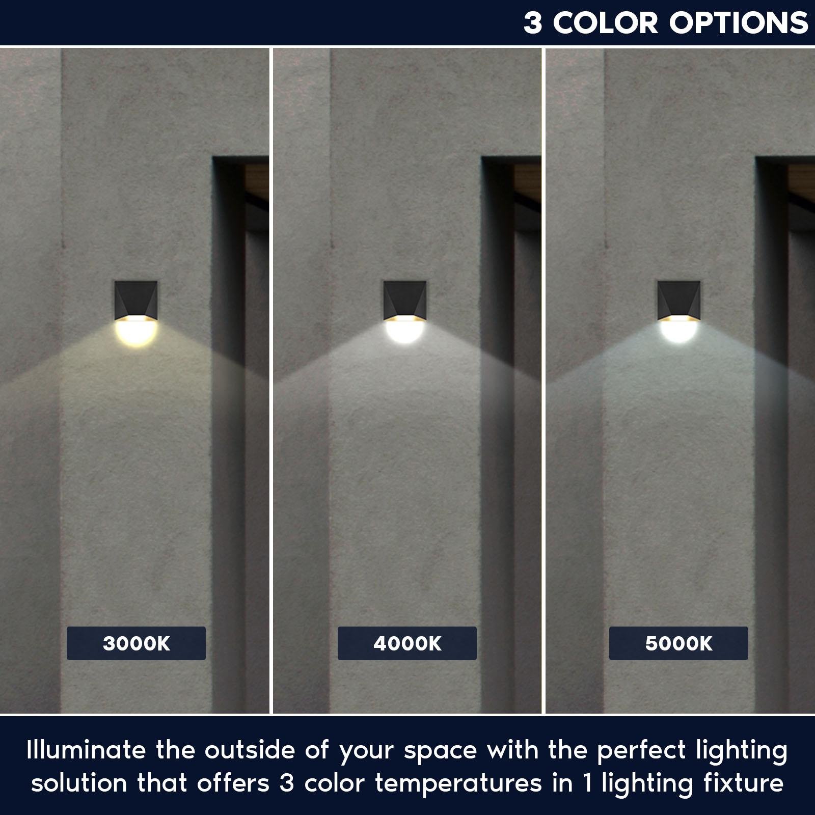 Luxrite Outdoor LED Black and Gold Wall Sconce, 9W, 3CCT 3000K-5000K, 6", Aluminum, IP65, ETL