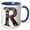 Blue/White, variant on 3drose, Pretty Image of Stained Glass Monogram Letter R, 11oz Mug
