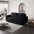 thumbnail image 2 of 66.2" Sleep Sofa Bed Queen Size, Hydraulic System Pull Out Couch Bed, Sleeper Sofa  Loveseat with 2 Pillows, Modern Velvet Upholstered Couch for Living Room, Small Space, Apartment, Bedroom, Black, 2 of 8