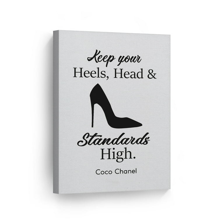 Smile Art Design Keep Your Heels, Head and Standards High Quote Black and  White Stiletto Glam Fashion Canvas Wall Art Print Office Girls Room Dorm