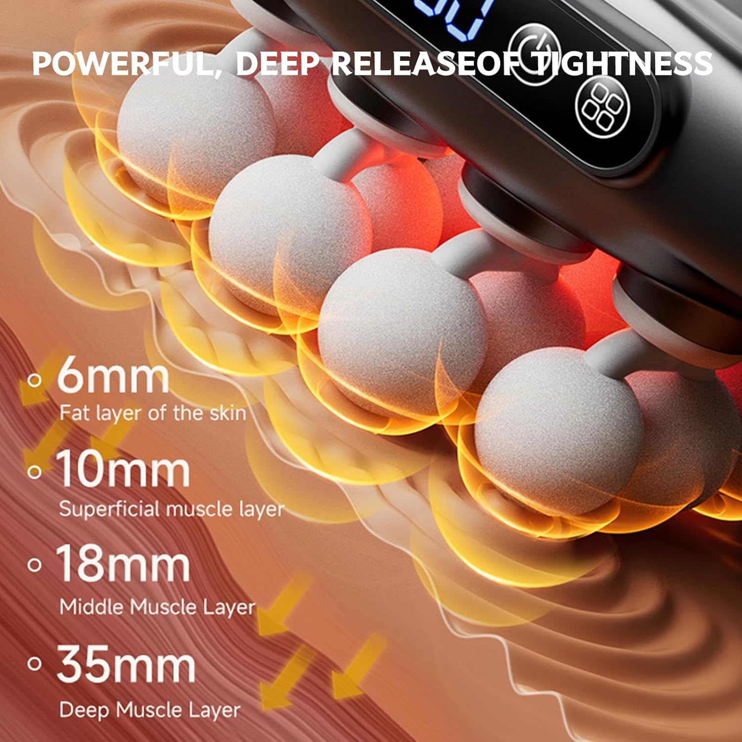 Zevessa Massager - ReliefWave Pro 3 Latest Upgraded Version, 16 Head Massage Gun Deep Tissue, Pain Relief and Stiffness in 4 Minutes, 30 Intensity Levels & Smart Mod