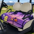 thumbnail image 3 of Xixirimido Easy-carry Golf Cart Seat Covers, Portable Golf Cart Seat Towel Blanket Quilted with 4 Pockets Fits for EZGO, Yamaha, Club Car & More 2-Seat Carts, Sunset Palm Trees Purple, 3 of 8
