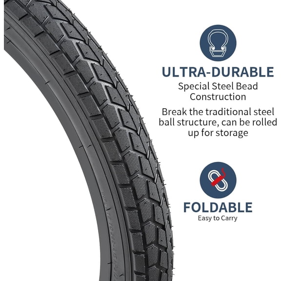 YUNSCM 2-PCS 20" Bike Tires 20 x 2.10/54-406 and 20" Bike Tubes Schrader Valve Compatible with 20x1.95 20x2.0 20x2.1 20x2.125 Road Bike Bicycle Tires and Tubes (Y-779)