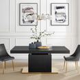thumbnail image 2 of Dining Table, Rectangular, Wood, Metal Steel, Black, Gold, Modern Contemporary Urban Design, Kitchen Room Cafe Bistro Restaurant Hospitality, 2 of 10