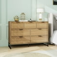 thumbnail image 2 of Modern 7-Drawer Wood Dresser with Vintage Walnut Finish - Sturdy Metal Base & Spacious Storage Cabinet for Bedroom or Living Room, 2 of 9