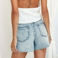 thumbnail image 6 of IROINNID Women's Versatile Casual Frayed Hem Stretchy Denim Shorts With Pocket, 6 of 9