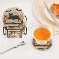 thumbnail image 3 of Yayeee 6 PCS Drink Coasters with Holder Set Woven Absorbent Round Tabletop Hot Pad, Gray Halloween Cat, 3 of 7
