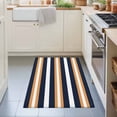 thumbnail image 3 of Entryway Rug 2'x3', Orange Navy Blue Striped Kitchen Runner Rugs Non-Slip Carpet Mats, Minimalist Farmhouse Lines Bedside Rugs Runners Washable Floor Carpet for Bathroom Laundry Room, 3 of 8