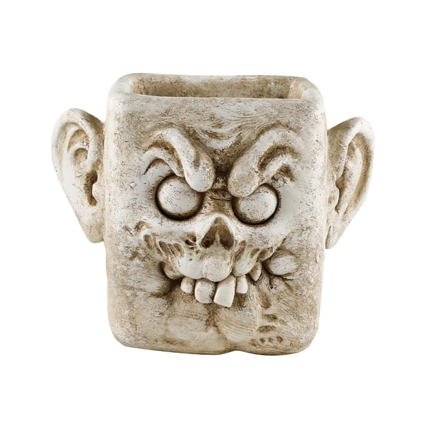 Figura decorativa de poliresina para maceta de flores con expresión divertida. Payaso