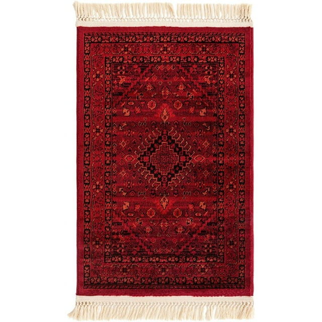 Unique Loom Tekke Tapis Zone Torkaman Surteint 2' x 3' Rectangle Rouge/noir