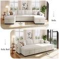 thumbnail image 3 of Modern U-Shaped Sectional Sofa Bed with Storage, USB Ports, Teddy Fabric Upholstery, Curved Armrests, Dual Chaise Lounges, 107" Beige Sleeper Couch for Living Room, 3 of 9