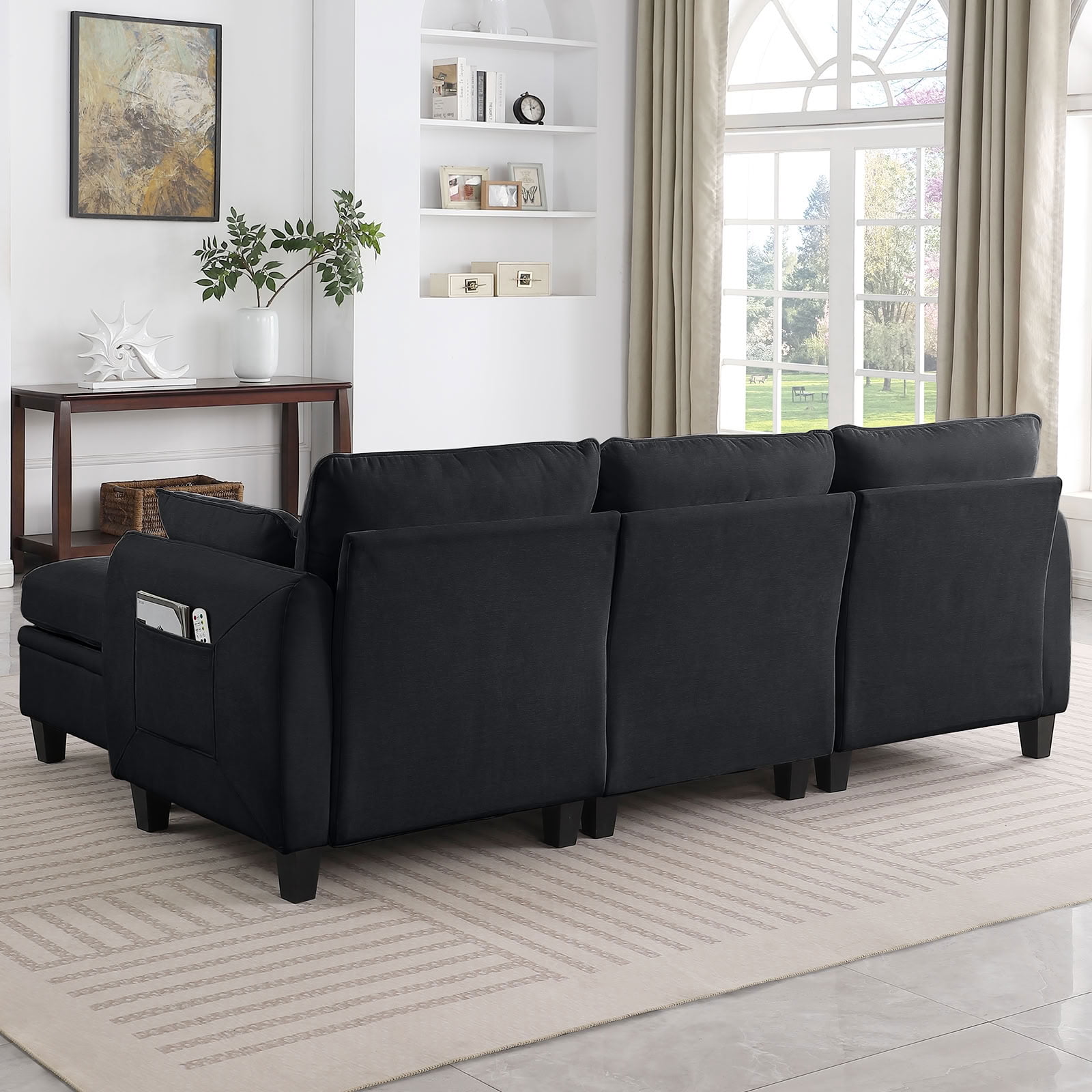 MAYEERTY 85 Inch Chenille Modular Sectional Sofa, DIY Combination Convertible Sofa with Storage Ottoman, for Living Room, Apartment