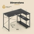 thumbnail image 3 of Costway L-Shaped Computer Desk with Power Outlets Adjustable shelf Heavy-Duty Metal Frame Black, 3 of 10