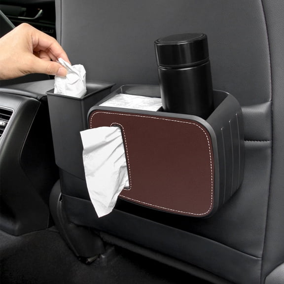 3-in-1 Car Hanging Trash Can Tissue Box - Umbrella Storage Waterproof Organizer, Universal Fit for Front Rear Seat Auto Interior Garbage Bin