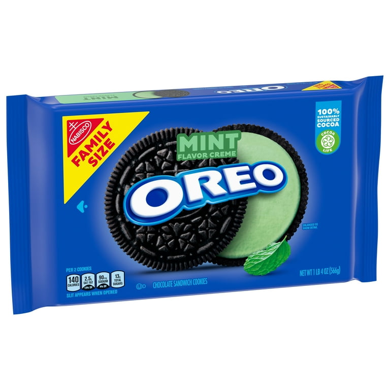 OREO Mint Creme Filling Chocolate Sandwich Cookies, Family Size