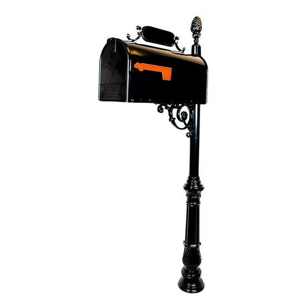 Standard Mailbox & Post System Black Rust Resistant Mailbox