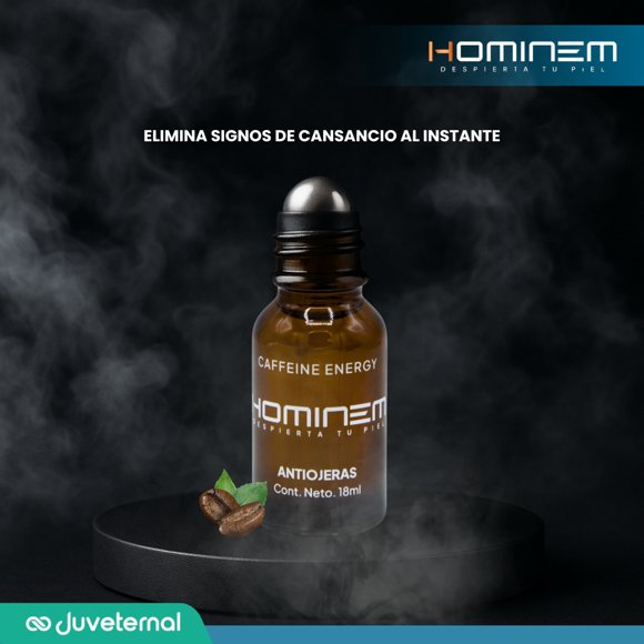 HOMINEM Antiojeras Cooling Effect Hombre, Contorno de Ojos Roll-On, 18 ml, Vitamina C, Cafeína, Ácido Hialurónico, Mentol y Dawnergy™, Refresca, Ilumina y Reduce Ojeras