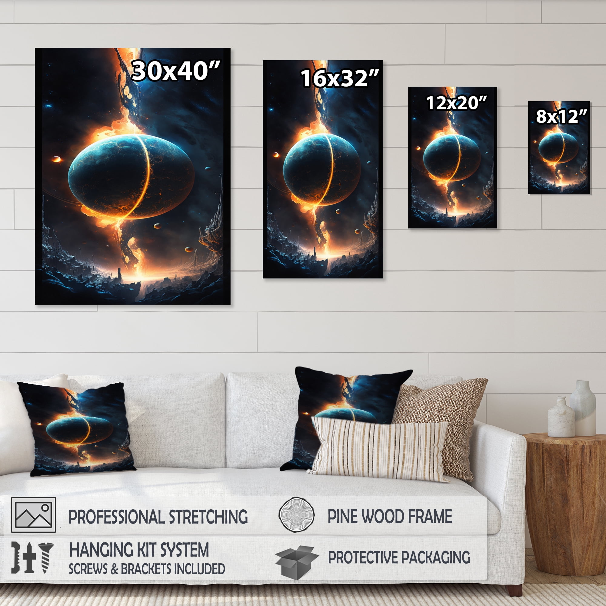 Designart Deep Space Planet Fusion VII Canvas Wall Art