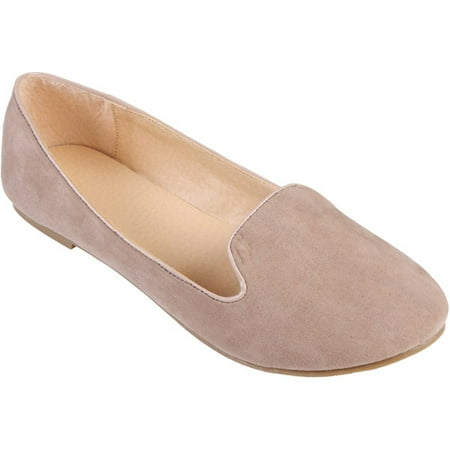 Brinley Co Women's Round Toe Sueded Ballet Flats