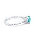 thumbnail image 2 of Three Stone Art Deco Cushion Bridal Set Ring Paraiba Tourmaline CZ 925 Sterling Silver Size 7, 2 of 6