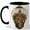 Black, variant on Steampunk City Light Bulb Coffee Mug, Vintage Clock Tower Fantasy Design, 11 oz Ceramic Cup