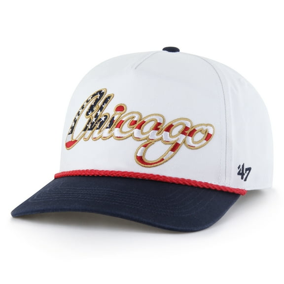 Men's '47 White Chicago Cubs Patriotic Overhand Hitch Adjustable Hat