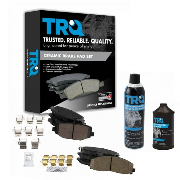 TRQ Front & Rear Ceramic Disc Brake Pads with Fluids for Chrysler Dodge Ram VW BKA20746 Fits select: 2012-2020 DODGE GRAND CARAVAN, 2012-2016 CHRYSLER TOWN & COUNTRY