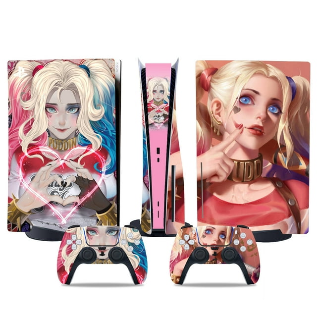 PS5 optical drive version sticker, cool PS5 skin, controller handle,for PS5 console and controller,DC cartoon,Halle4