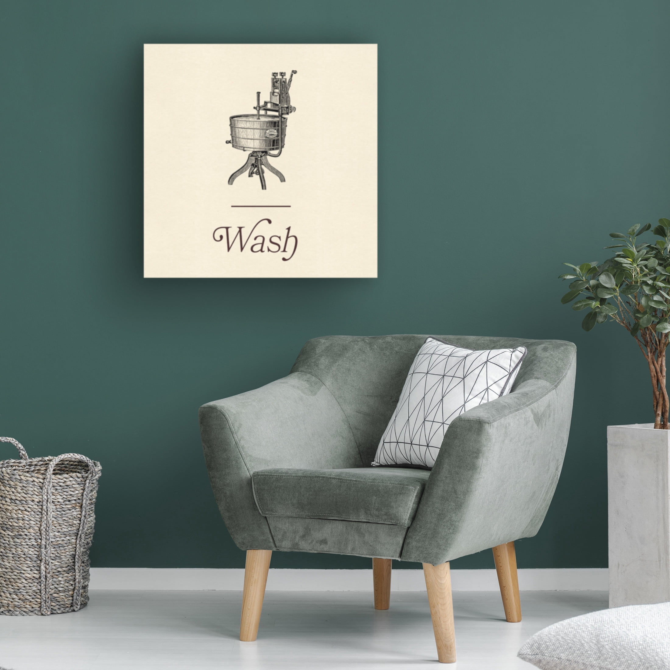 Canvas Wall Art - Jacob Green 'Laundry Sign I' Wall Art for Living Room, Bedroom, or Office Décor by Trademark Fine Art - 14 x 14 Inches
