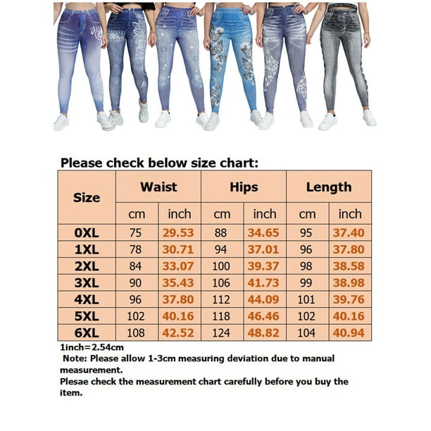 Avamo Women Plus Size Leggings Butt Lifting Fake Jeans Butterfly
