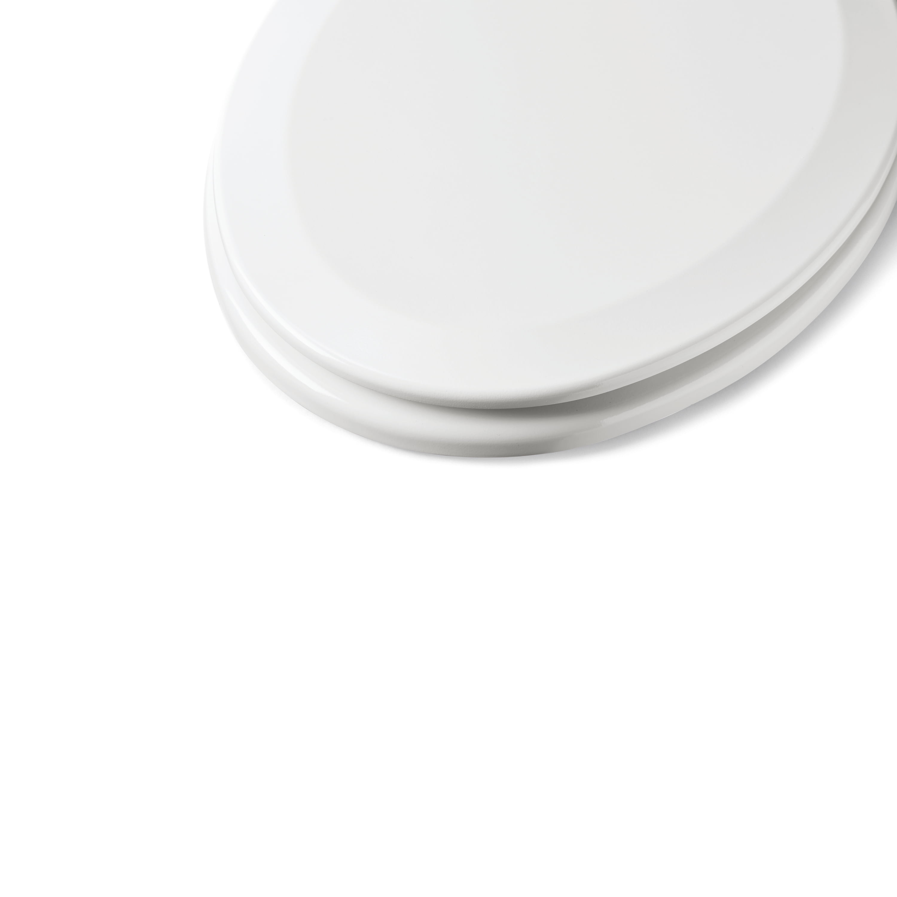 Mainstays Elongated Plastic Toilet Seat with Soft Close and Easy off in Daisy White