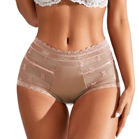 Underwear Cotton Bikini Lace Underwear Half High Cut Bikini Panties for Women Back Coverage Panties Womens Plus Size Silk Panties Bikini High Cut ceangrtro Khaki (3Packs) Khaki (3Packs)