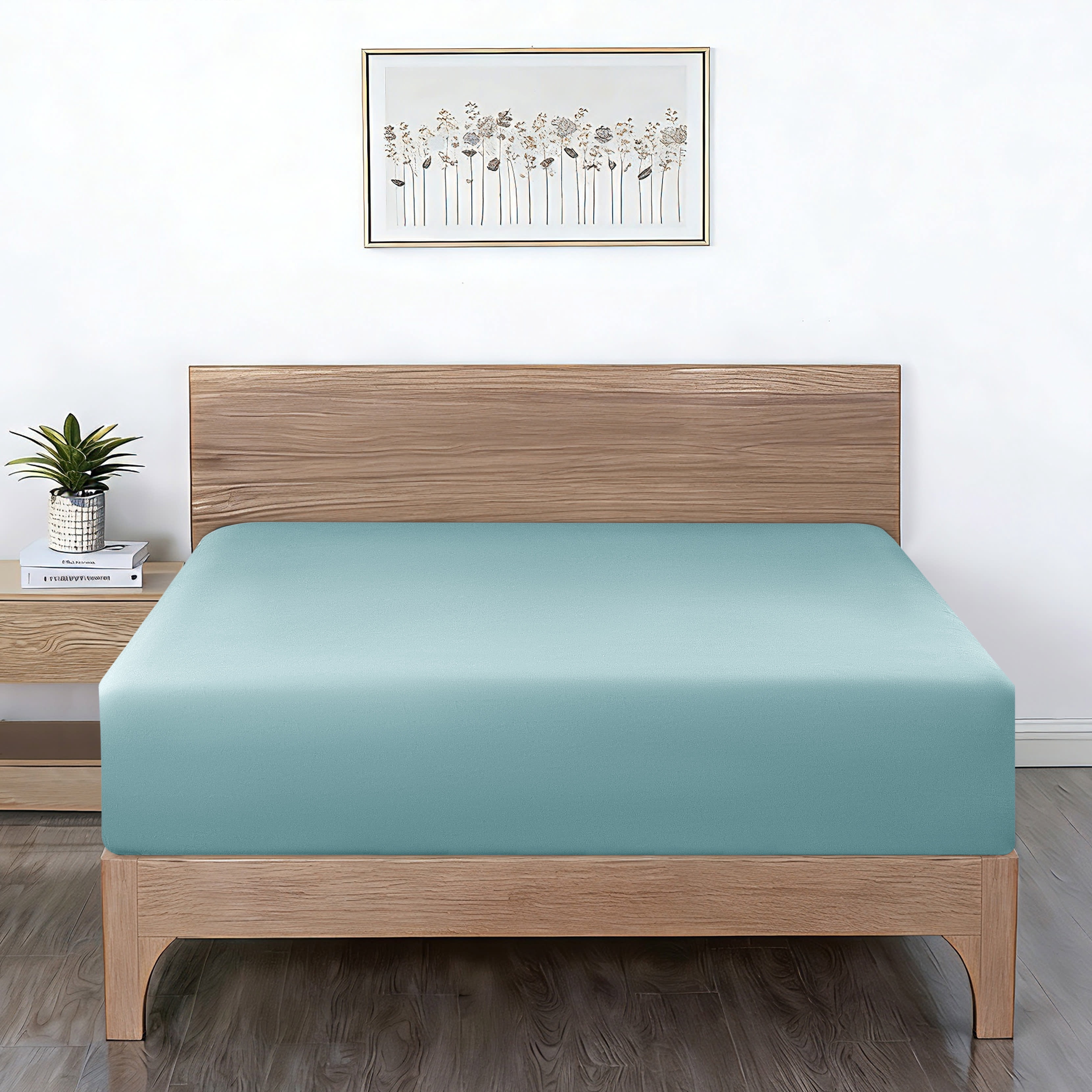 Mainstays Super Soft Microfiber 2-Pack Fitted Sheet, Full, Soft Ivory/ Blue Cameo, 2 Piece