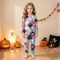 thumbnail image 2 of NOLDARES Kids Halloween Skeleton Pajamas Cotton Pumpkin Ghost Print Sleepwear Toddler Girls Boys Skull Halloween Pjs Sets(Pink,3-4 Y), 2 of 9
