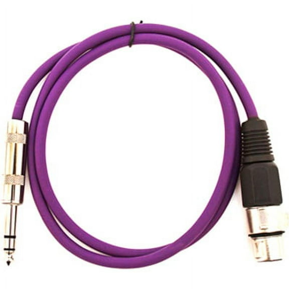Seismic Audio SATRXL-F3, Purple 3' XLR Female to TRS Patch Cable