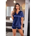 thumbnail image 2 of Ekouaer Women Silk Pajamas Set Short Sleeve Satin Sleepwear V-Neck 2 Piece Loungewear, 2 of 6