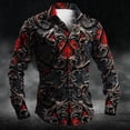 thumbnail image 1 of Camisa de moda para hombre, de manga larga, para fiestas, reuniones, noches, otoño, invierno, primavera y verano, camisa con solapa, 3D, rojo degradado, satinado, 1 of 6