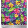 thumbnail image 1 of Soimoi Purple polyester Crepe Fabric Leaves & Floral Print Fabric by Yard 52 Inch Wide, 1 of 3