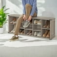 thumbnail image 6 of Shoe Bench, Shoe Storage Bench with 15 Compartments, Adjustable Shelves, Bench, Heather Greige, 6 of 7