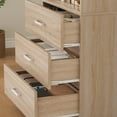 thumbnail image 6 of Homfa 71" Tall Bookcases with 3 Large Drawers, 3 Tier Wooden Storage Bookshelf for Living Room Home Office, Oak, 6 of 7