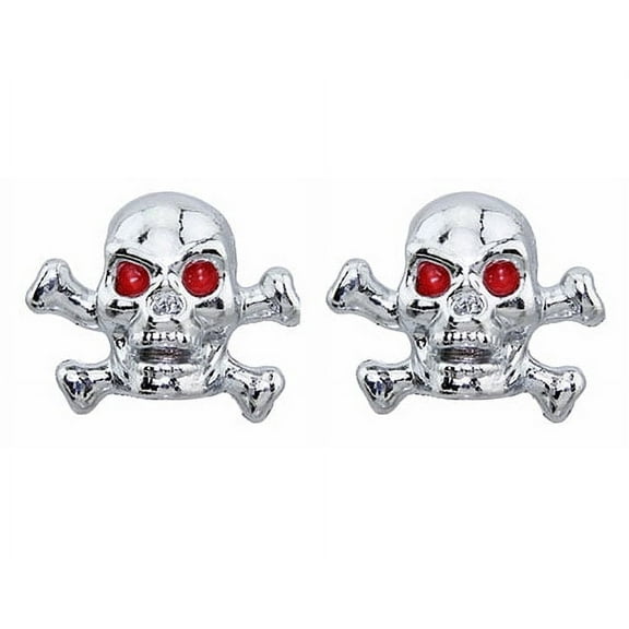 Alta Bicycle Bike Bicycle Skull & Bones Schrader Valve Caps, Multiple Colors (Steel Bicycle Chrome )