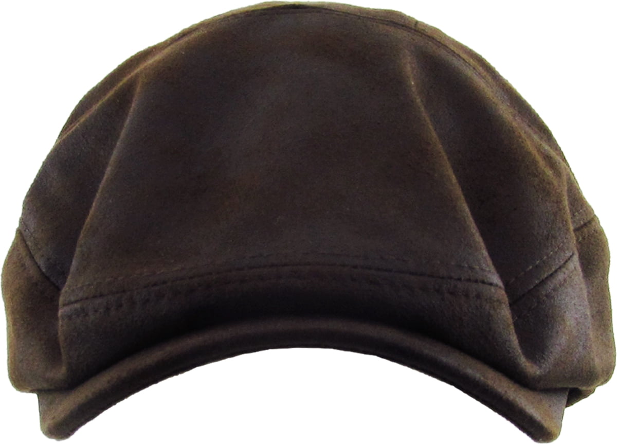 Kbethos Ivy Hat L/XL PU Leather Driving Cabbie Newsboy, Brown